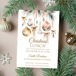 Small Christmas Lunch Party Snowy Boho Watercolor Invitation Front View