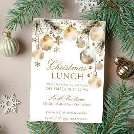 Small Christmas Lunch Party Snowy Boho Watercolor Invitation Front View