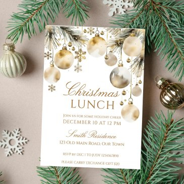 christmas lunch party snowy boho watercolor invitation