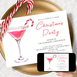 Small Christmas Martini Cocktail | Holiday Party Invitation Front View