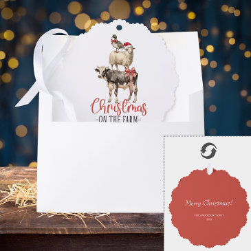 christmas on the farm barnyard animal ornament invitations