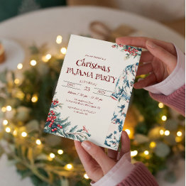 Small Christmas Pajamas Party Invitation Front View