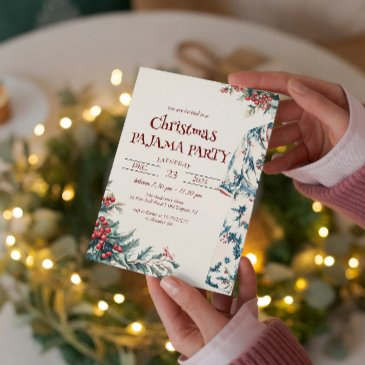 christmas pajamas party invitation