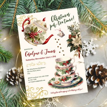 christmas par-tea time! christmas party invitation