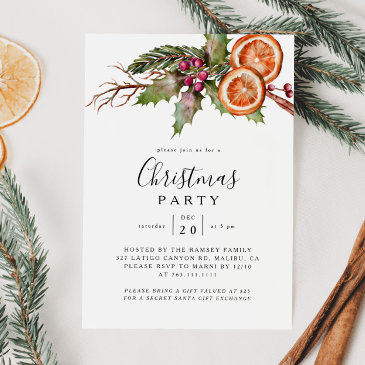 christmas party winter botanical invitation