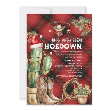 christmas plaid holiday hoedown cowboy western invitation