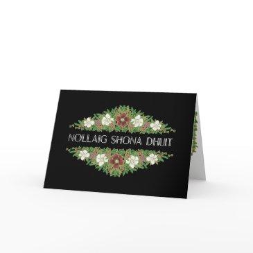 christmas roses, hellebores, irish gaelic language holiday invitations
