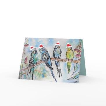 christmas santa budgies budgerigar bird invitations