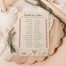 Small Christmas Theme Downloadable Would She Rather Invitations Front View