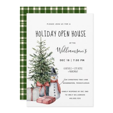 christmas tree snowman christmas party invitation