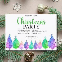Small Christmas Trees Party Invitation Front View