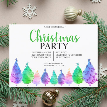 christmas trees party invitation
