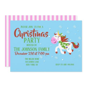 christmas unicorn cartoon    invitation