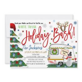 Small Christmas White Trash Bash Invitation Front View