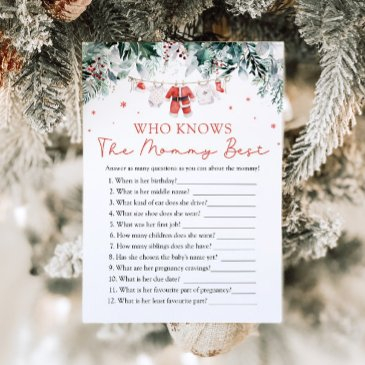 christmas who knows mommy best baby shower game invitation