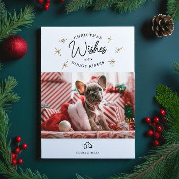 christmas wishes, puppy dog kisses cute pet photo holiday invitations
