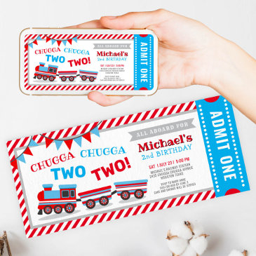 chugga chugga two two train ticket birthday invitation