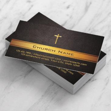 church pastor classy leather gold bar business invitations