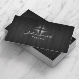 Small Church Pastor Elegant Dark Wood Background Business Invitations Front View