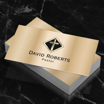 church pastor minister christ cross modern gold business invitations