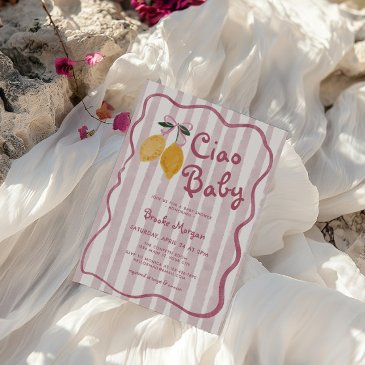 ciao baby lemon bows girls baby shower invitation