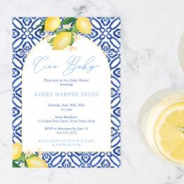 Small Ciao Baby Lemons Baby Shower Party For Boy Invitation Front View