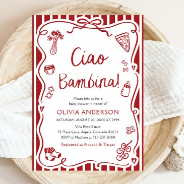 ciao bambina girl whimsical italian baby shower invitation