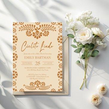 cielito lindo beige mexican baby shower invitation