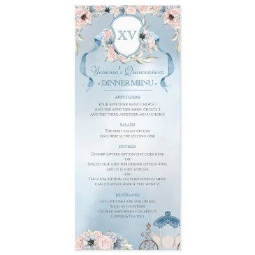 cinderella fairy tale elegant blue pink party menu