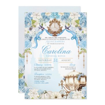 cinderella princess carriage elegant quinceanera invitation