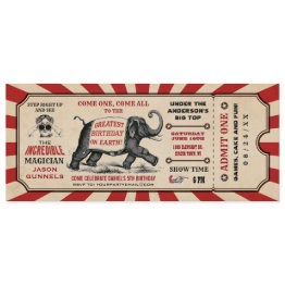 Small Cirus Birthday Party Ticket Invitations Raffle Front View