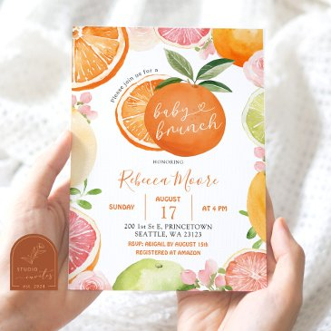 citrus fruit summer baby brunch invitation