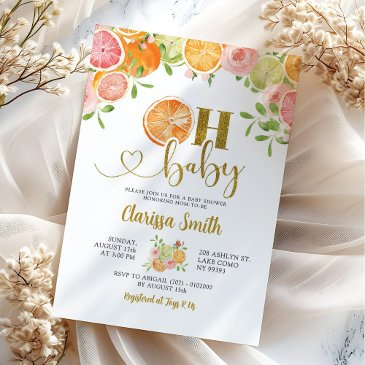 citrus fruits summer oh baby shower invitation