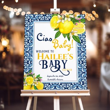 citrus lemon amalfi coast ciao baby shower welcome foam board