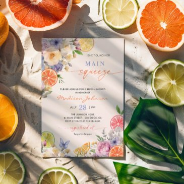 citrus she found her main squeeze bridal shower invitation