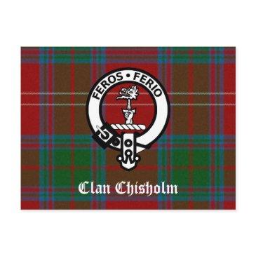 clan chisholm tartan & crest badge postinvitations