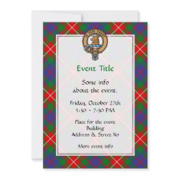 Small Clan Fraser Of Lovat Crest Over Tartan Invitation Front View