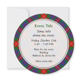 Small Clan Fraser Of Lovat Tartan Invitation Front View