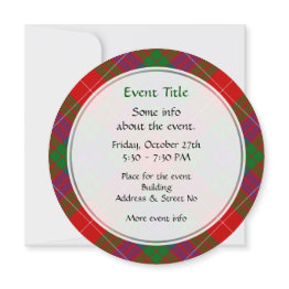 Small Clan Fraser Tartan Invitation Front View