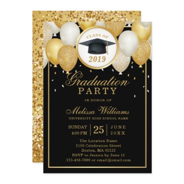 class of 2019 elegant modern black gold graduation invitation