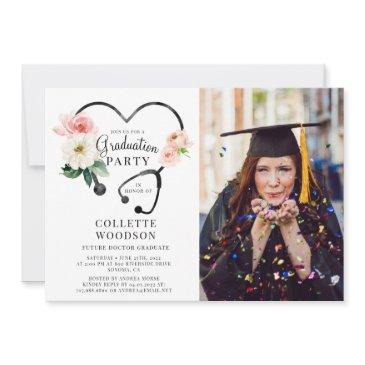 class of 2023 future doctor graduation photo party invitation