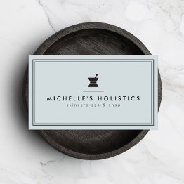 Small Classic Apothecary Holistic Medicine Pale Blue Business Invitations Front View