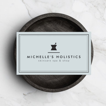 classic apothecary holistic medicine pale blue business invitations