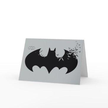 classic batman logo dissolving into bats invitations