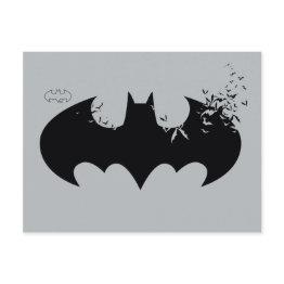 Small Classic Batman Logo Dissolving Into Bats Postinvitations Front View