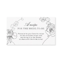 Small Classic Black Floral Bridal Shower Recipe Request Enclosure Invitations Front View