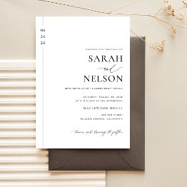 Small Classic Black & White Timeless Elegant Wedding Invitation Front View