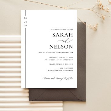 classic black & white timeless elegant wedding invitation
