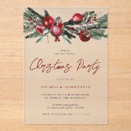 Small Classic Christmas Office Corporate Christmas Party Acrylic Invitations Front View