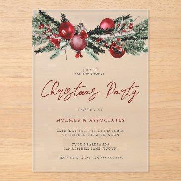 classic christmas office corporate christmas party acrylic invitations